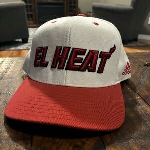 Adidas Miami Heat "El Heat" 2-Tone Red And White Snapback Hat Cap